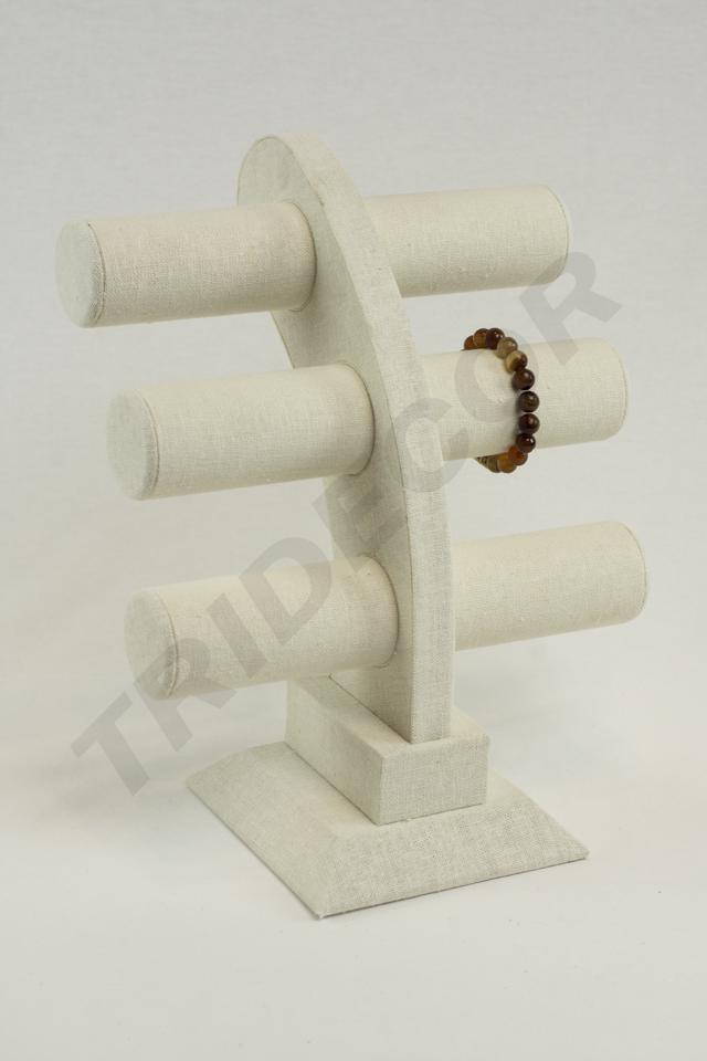 Expositor Triple para Pulseras de Lino Beige 32X26X23cm