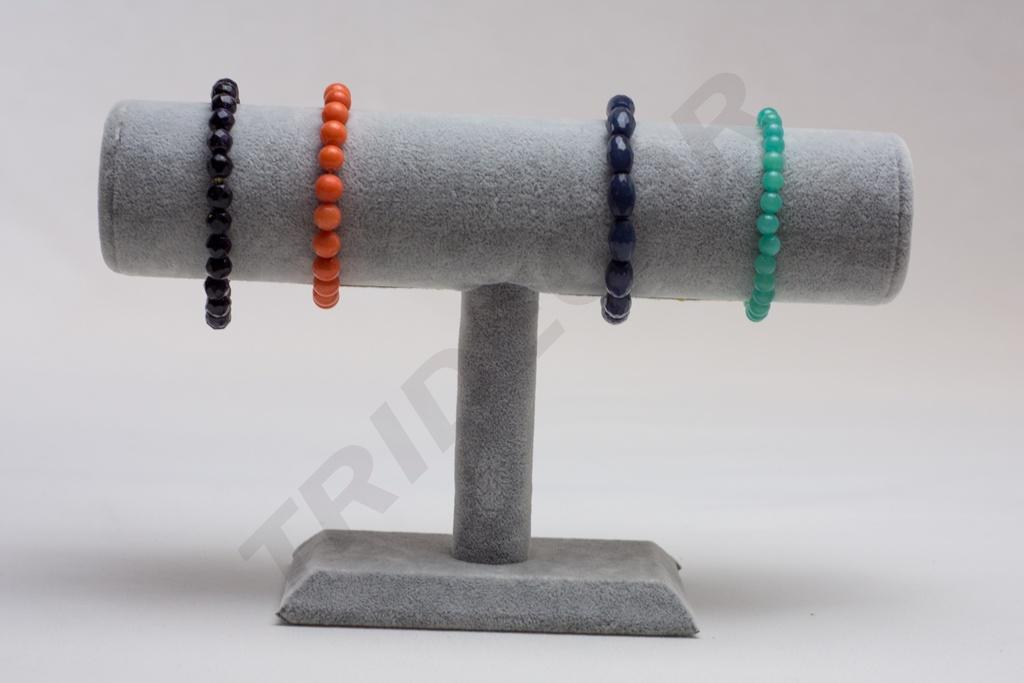 Expositor de Terciopelo para Pulseras, Color Gris, 24X8X15cm