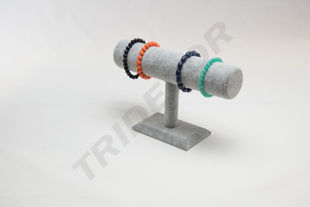 Expositor de Terciopelo para Pulseras, Color Gris, 24X8X15cm