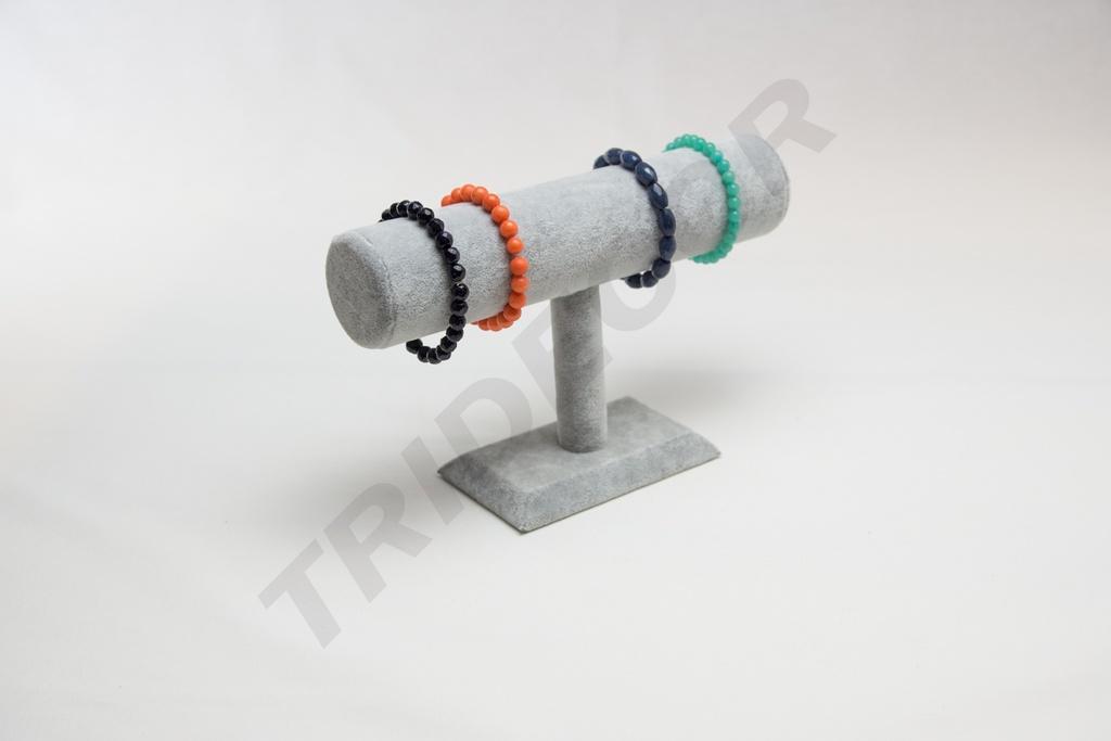 Expositor de Terciopelo para Pulseras, Color Gris, 24X8X15cm