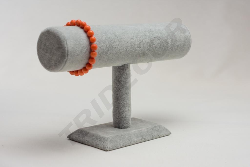 Expositor de Terciopelo para Pulseras, Color Gris, 24X8X15cm