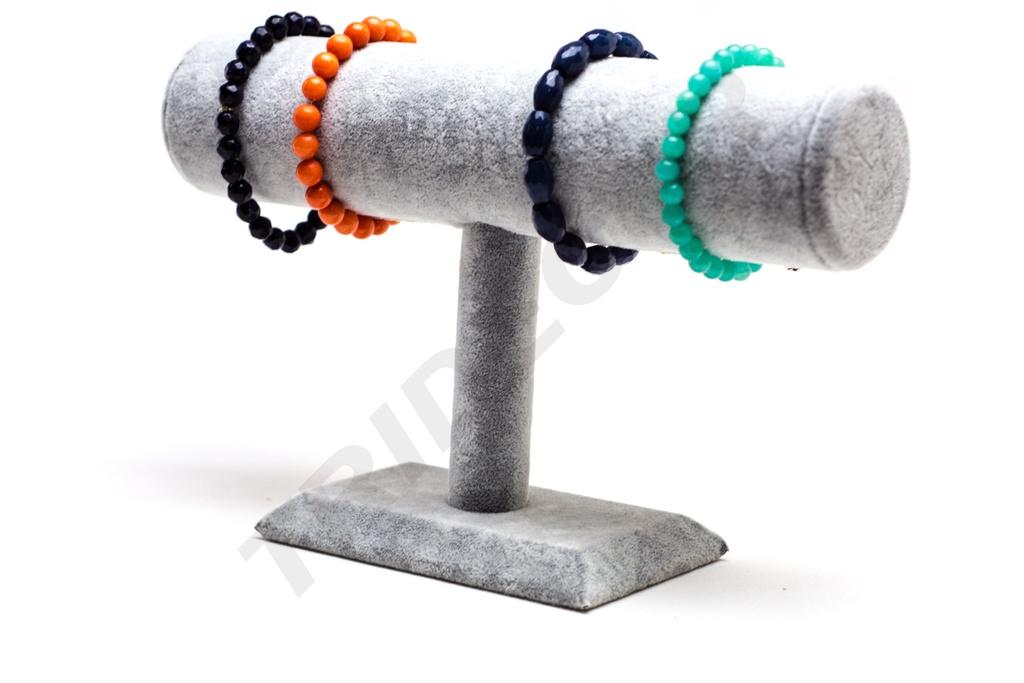 Expositor de Terciopelo para Pulseras, Color Gris, 24X8X15cm