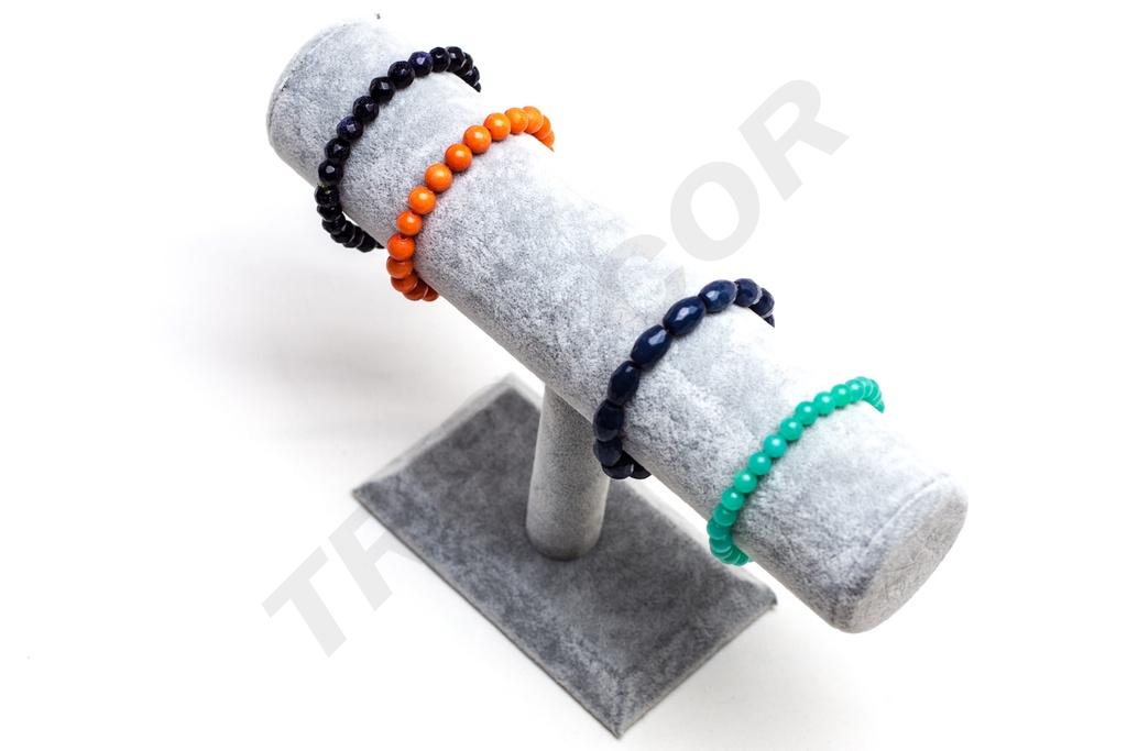 Expositor de Terciopelo para Pulseras, Color Gris, 24X8X15cm