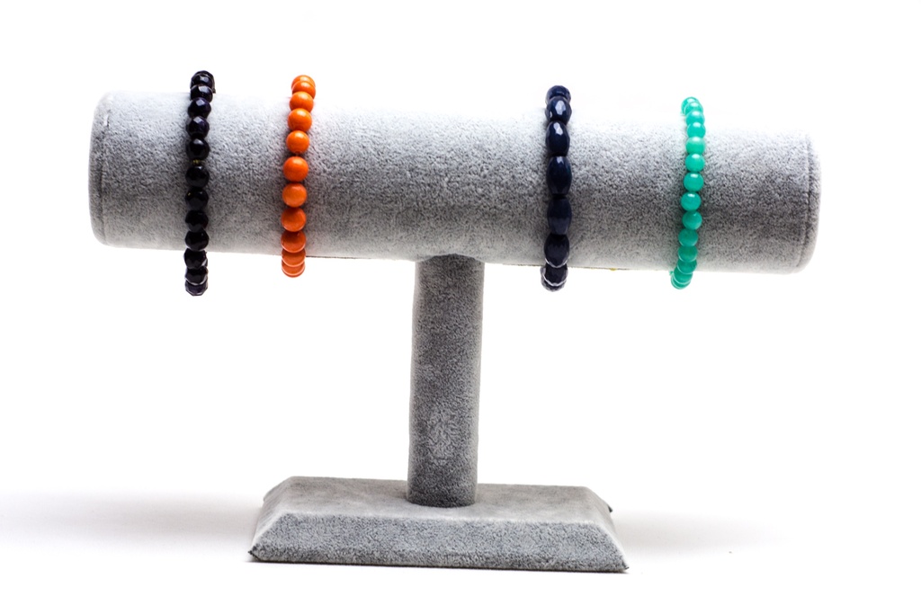 Expositor de Terciopelo para Pulseras, Color Gris, 24X8X15cm