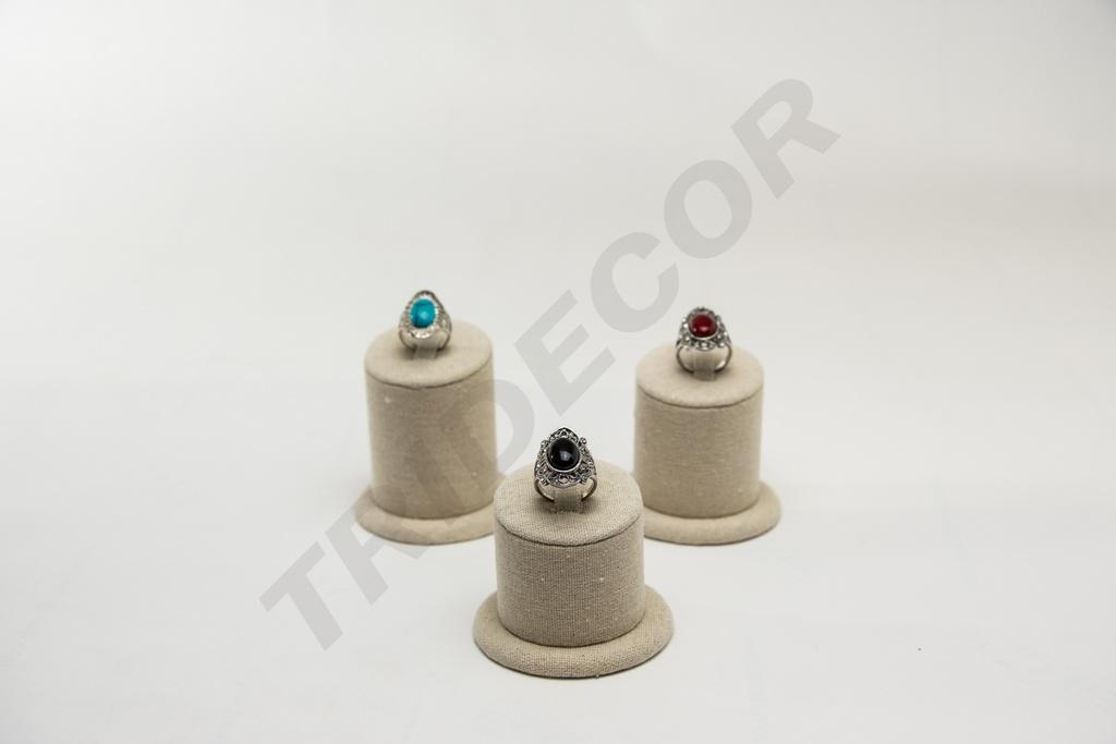 Expositor de Anillos de Lino Beige 3 Alturas