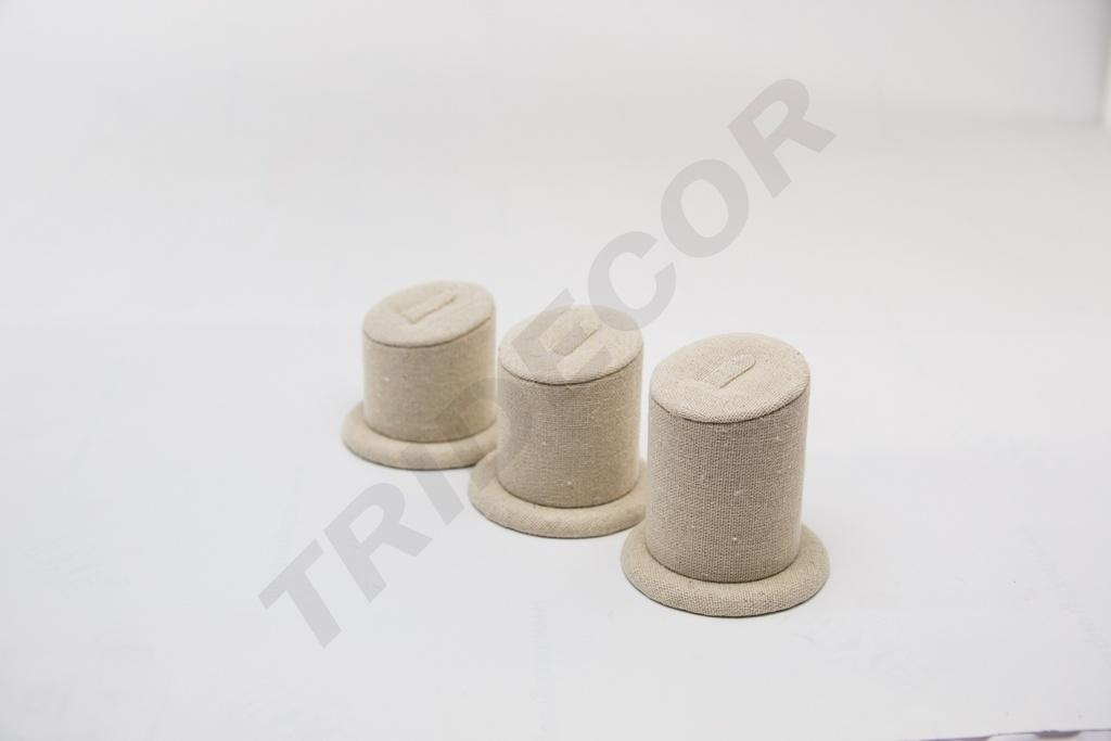 Expositor de Anillos de Lino Beige 3 Alturas