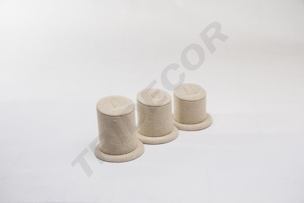 Expositor de Anillos de Lino Beige 3 Alturas