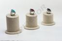 Expositor de Anillos de Lino Beige 3 Alturas