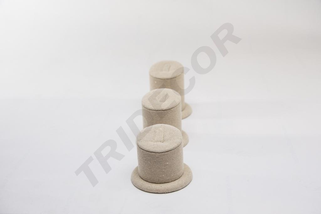 Expositor de Anillos de Lino Beige 3 Alturas