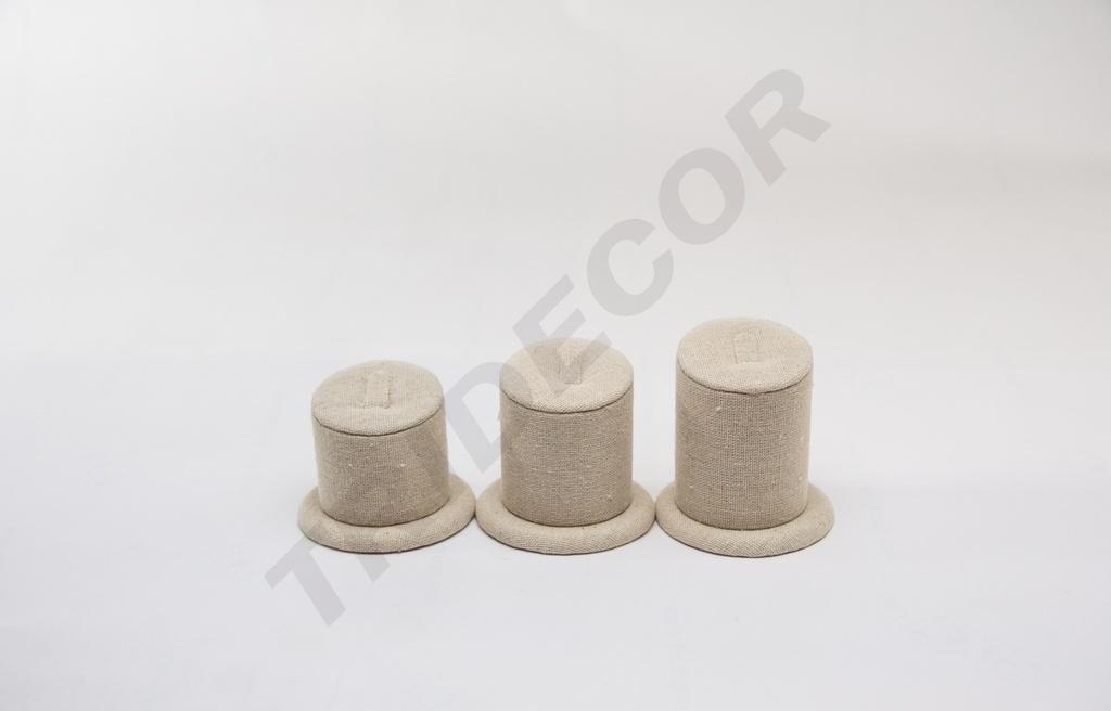 Expositor de Anillos de Lino Beige 3 Alturas