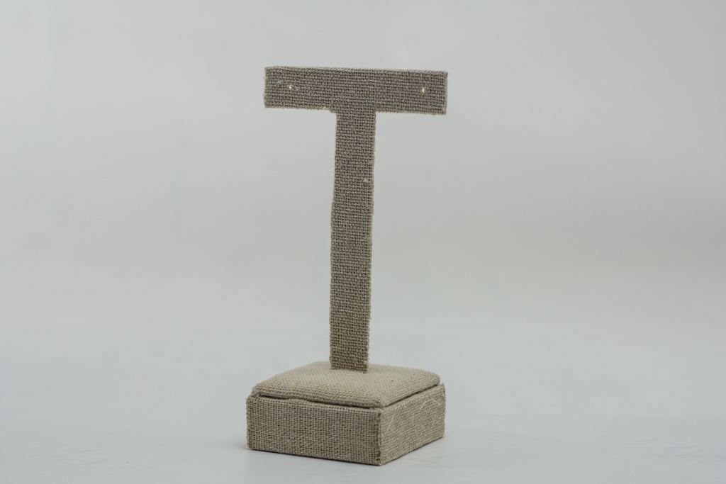 Expositor de Pendientes en Forma de T Lino Beige 11.5X4.5X6.5cm