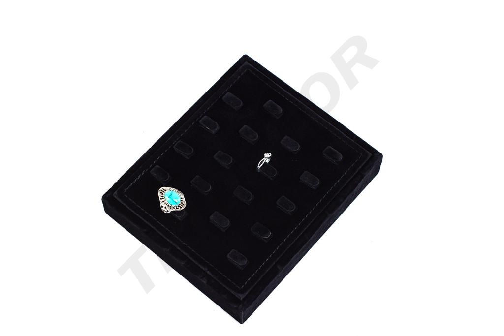 Bandeja de exhibición de anillos de terciopelo negro