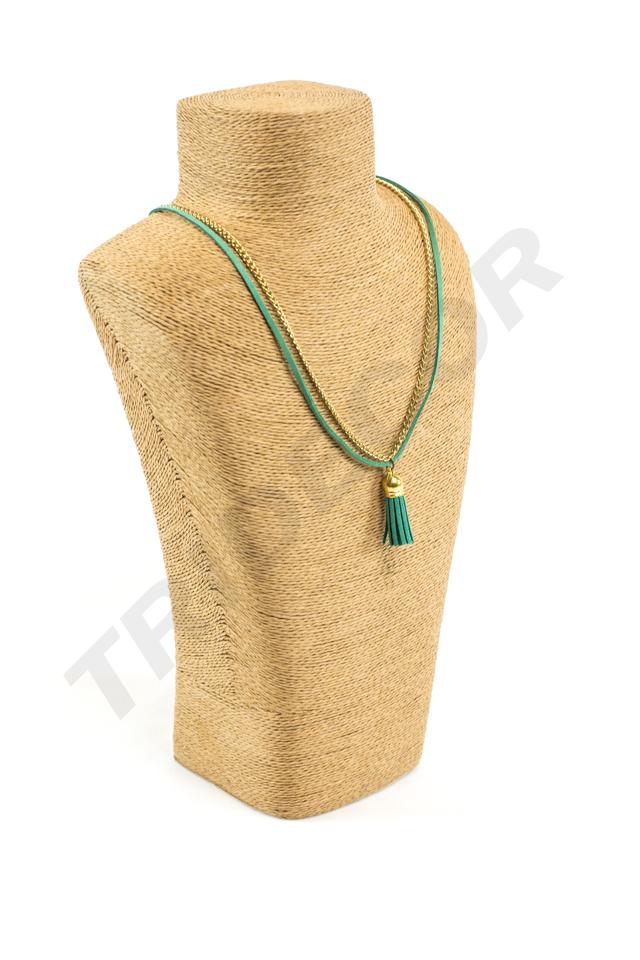 Expositor de Collares Color Camello Cubierto con Cuerda 32X10X20