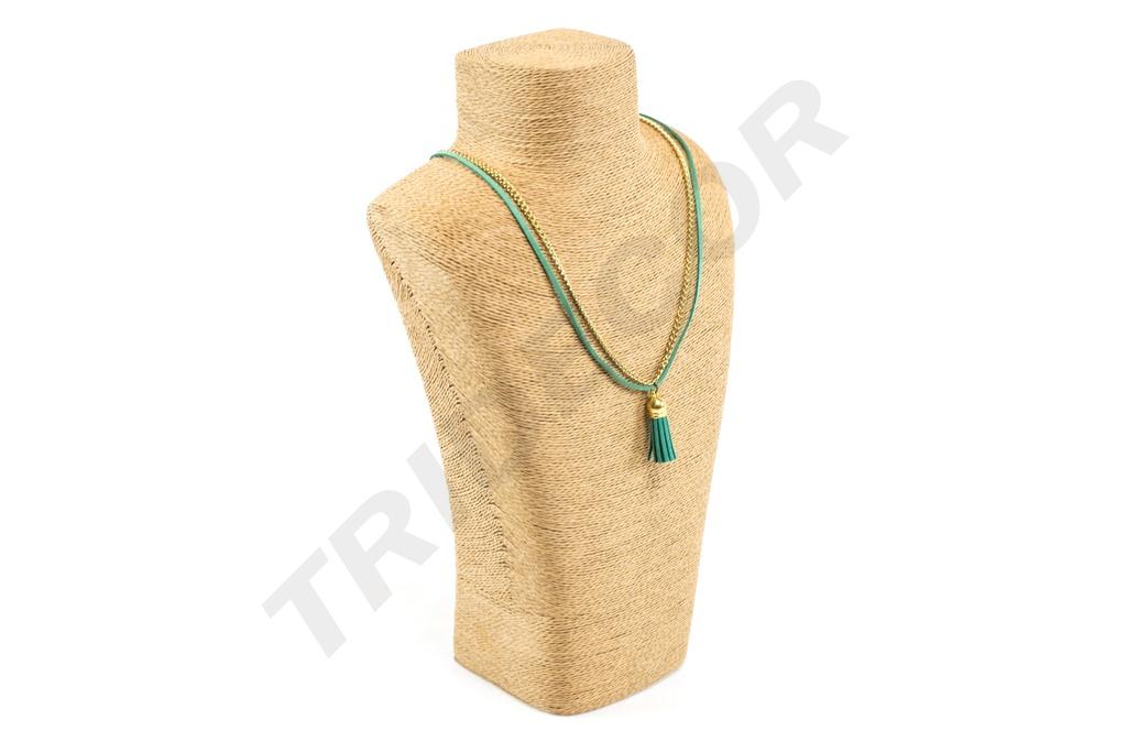 Expositor de Collares Color Camello Cubierto con Cuerda 32X10X20