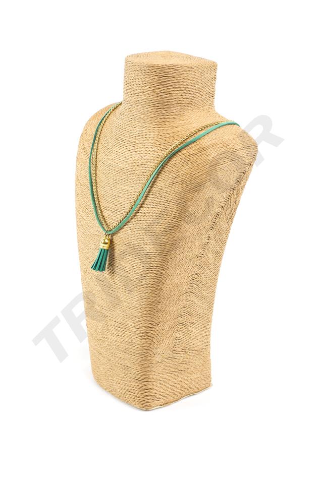 Expositor de Collares Color Camello Cubierto con Cuerda 32X10X20