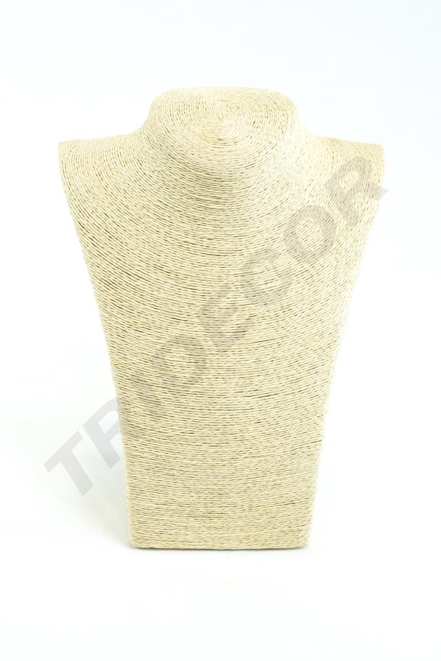 Expositor de collares cubierto con cuerda beige o marrón