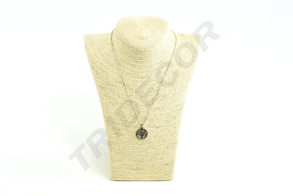 Expositor de collares cubierto con cuerda beige o marrón