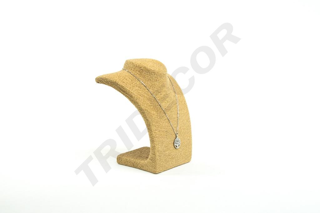 Expositor de collares, color aguacate, cubierto de cuerda