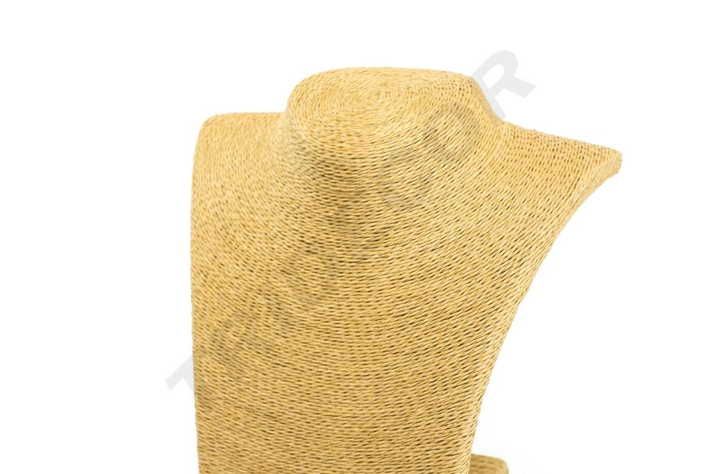 Expositor de collares, color aguacate, cubierto de cuerda