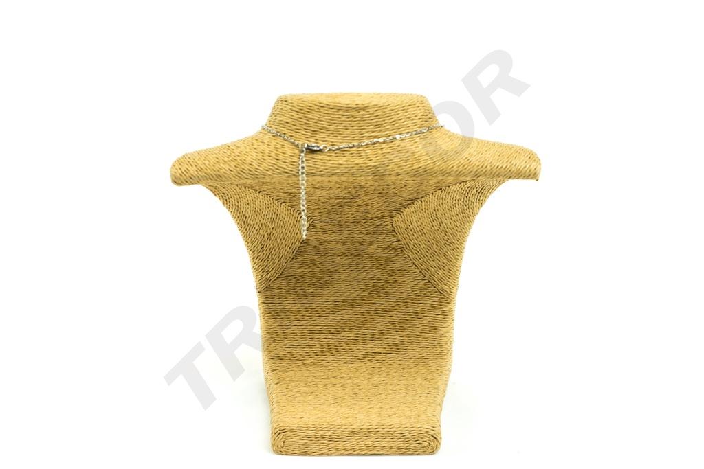 Expositor de collares, color aguacate, cubierto de cuerda