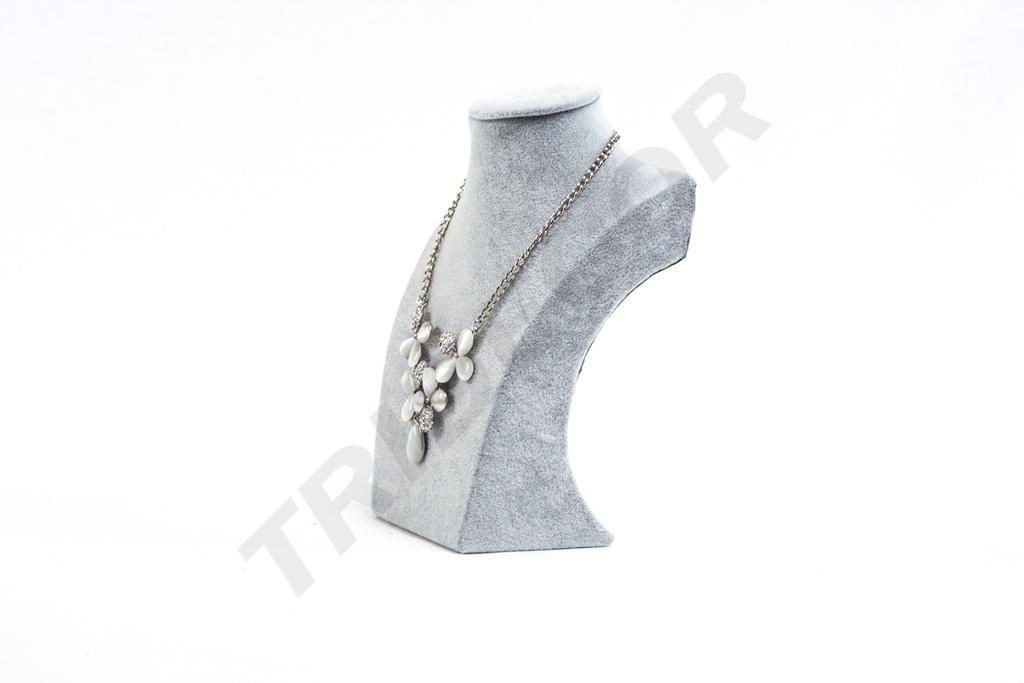 Expositor de Collar de Terciopelo Gris 21X8X15cm