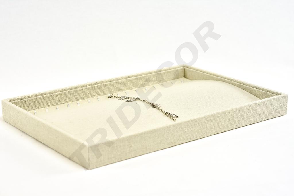 Bandeja para Joyas de Lino Beige 35x24x3 cm