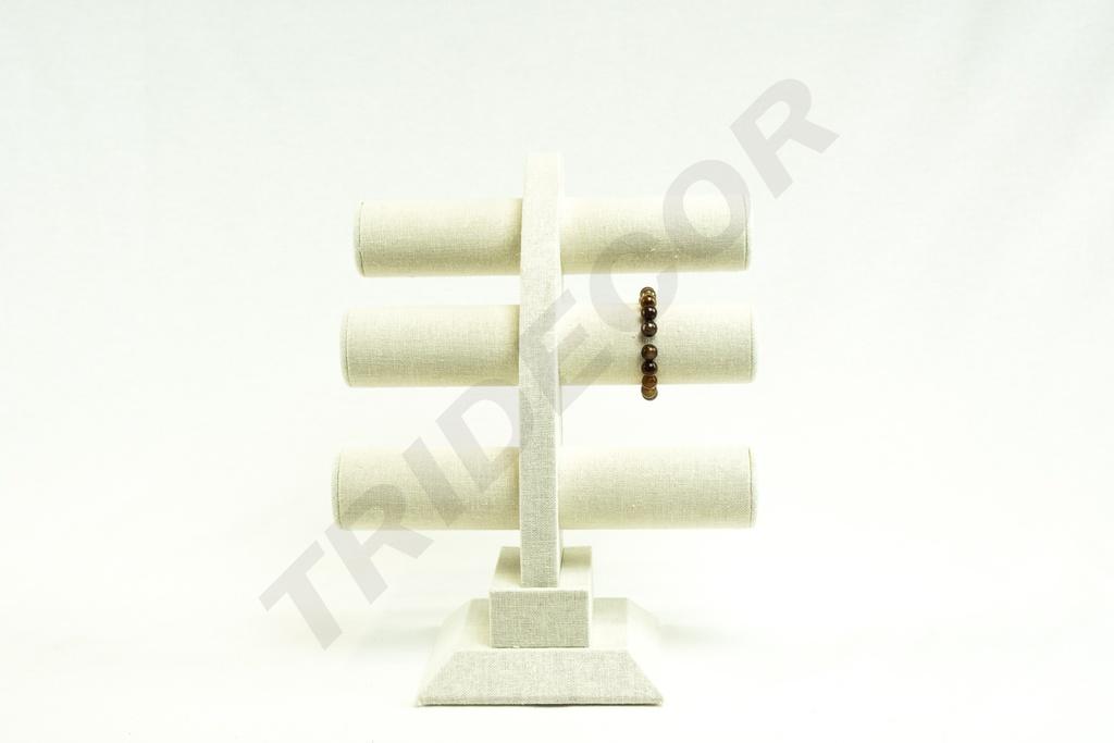 Expositor Triple para Pulseras de Lino Beige 32X26X23cm