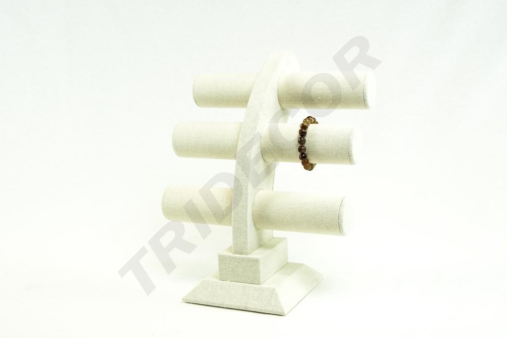 Expositor Triple para Pulseras de Lino Beige 32X26X23cm