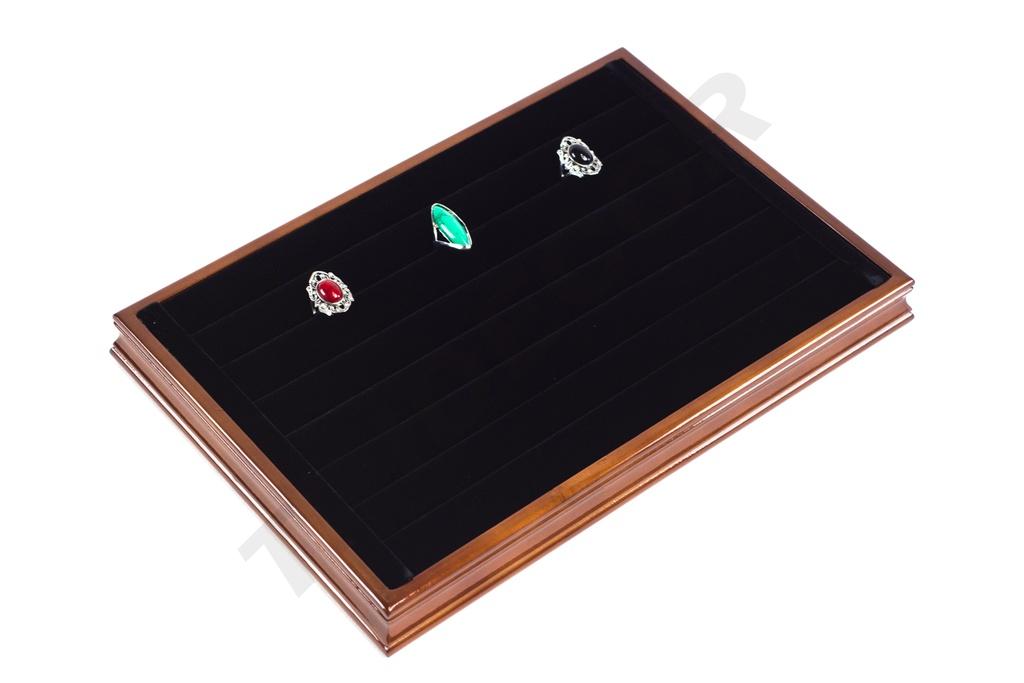 Bandeja para Anillos de Terciopelo Negro/Madera