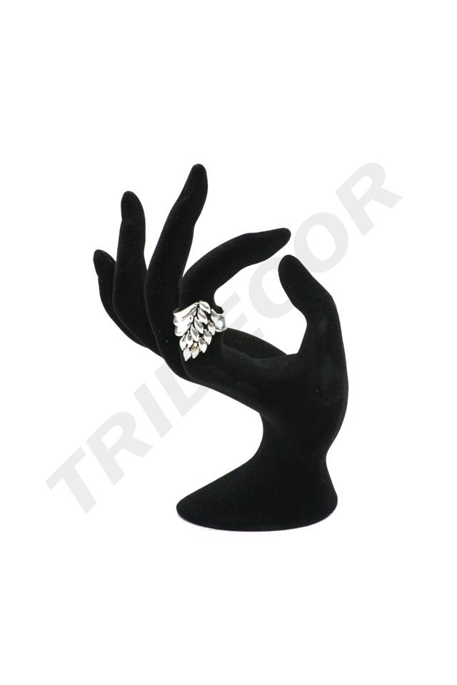 Expositor de Anillos en Forma de Mano de Terciopelo Negro