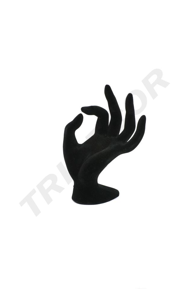 Expositor de Anillos en Forma de Mano de Terciopelo Negro