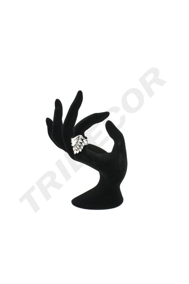 Expositor de Anillos en Forma de Mano de Terciopelo Negro