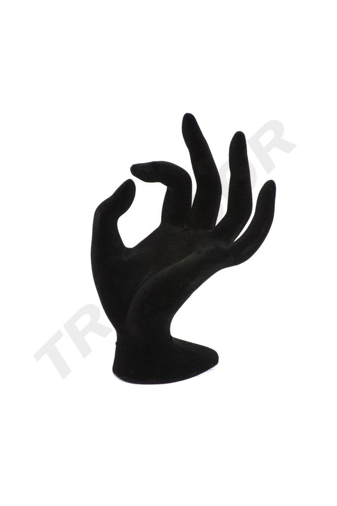 Expositor de Anillos en Forma de Mano de Terciopelo Negro