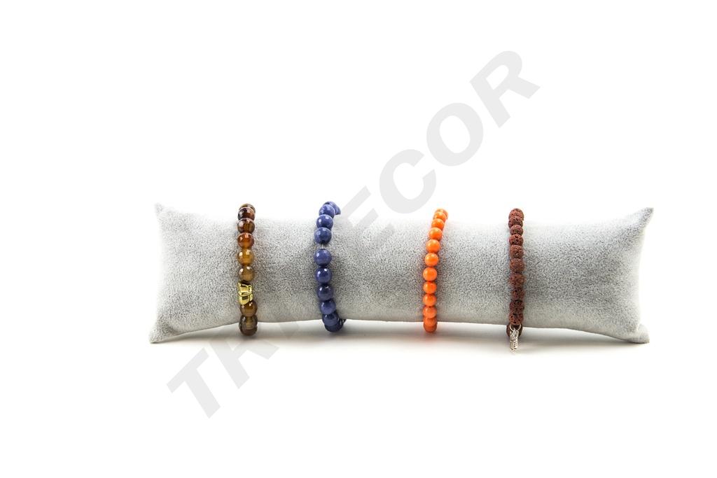 Almohadilla para pulseras, terciopelo gris, 28X8X6 CM