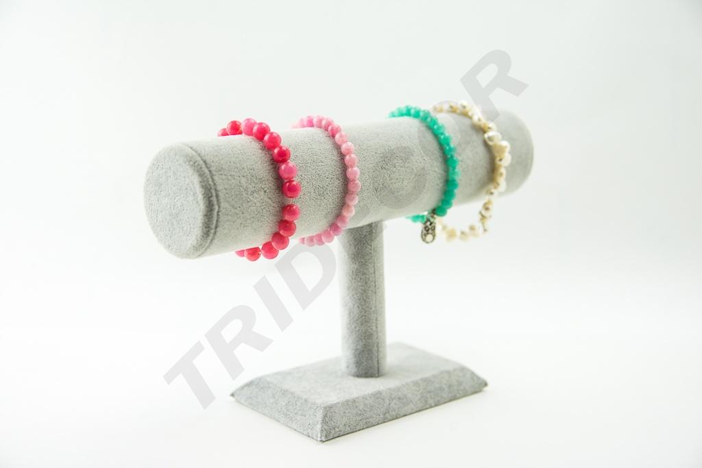 Expositor de Terciopelo para Pulseras, Color Gris, 24X8X15cm