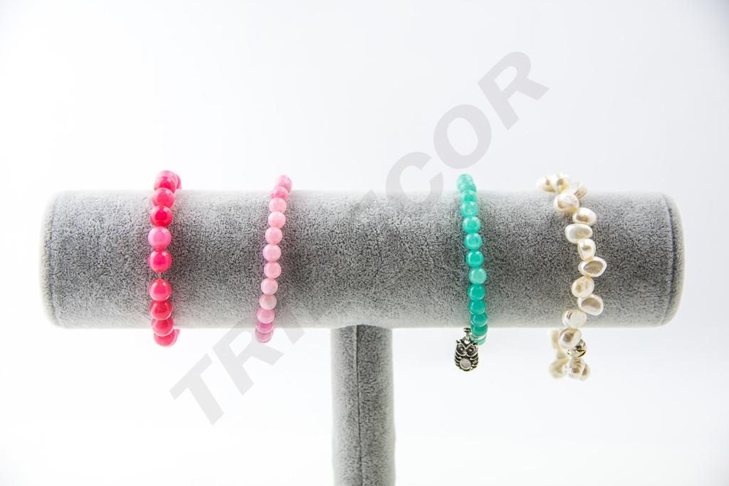 Expositor de Terciopelo para Pulseras, Color Gris, 24X8X15cm