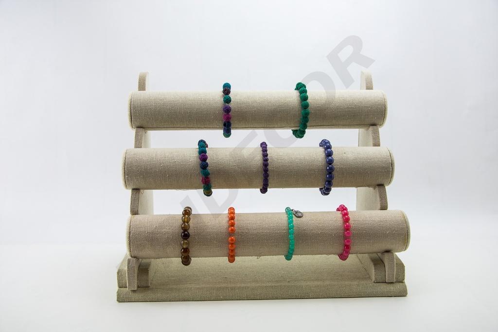 Expositor Triple para Pulseras de Lino Beige