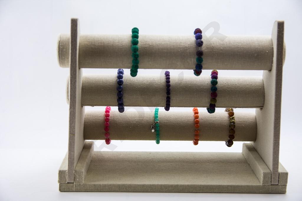 Expositor Triple para Pulseras de Lino Beige