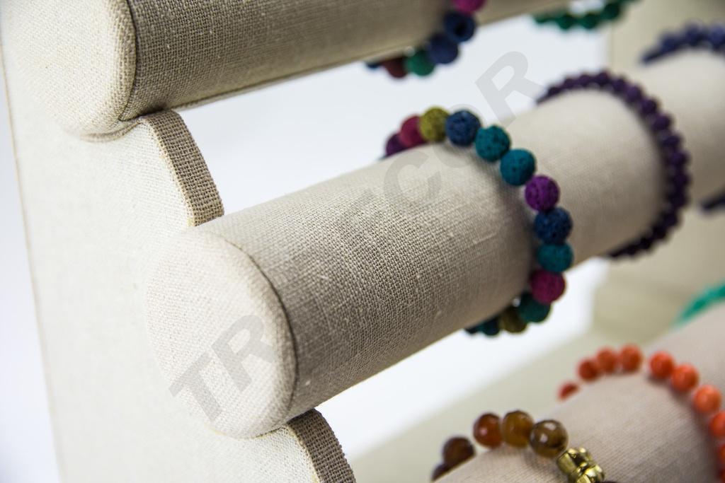 Expositor Triple para Pulseras de Lino Beige