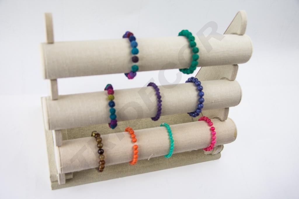 Expositor Triple para Pulseras de Lino Beige