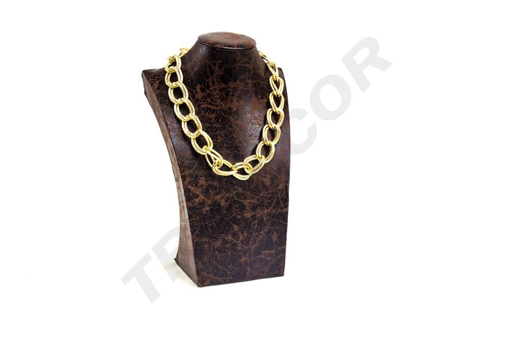 Expositor grande de collar de cuero marrón