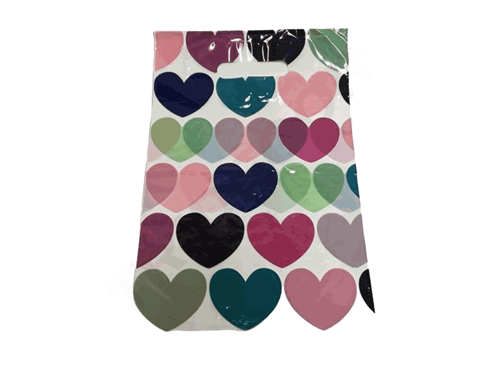 Bolsa de plástico con estampado de corazón 50x60