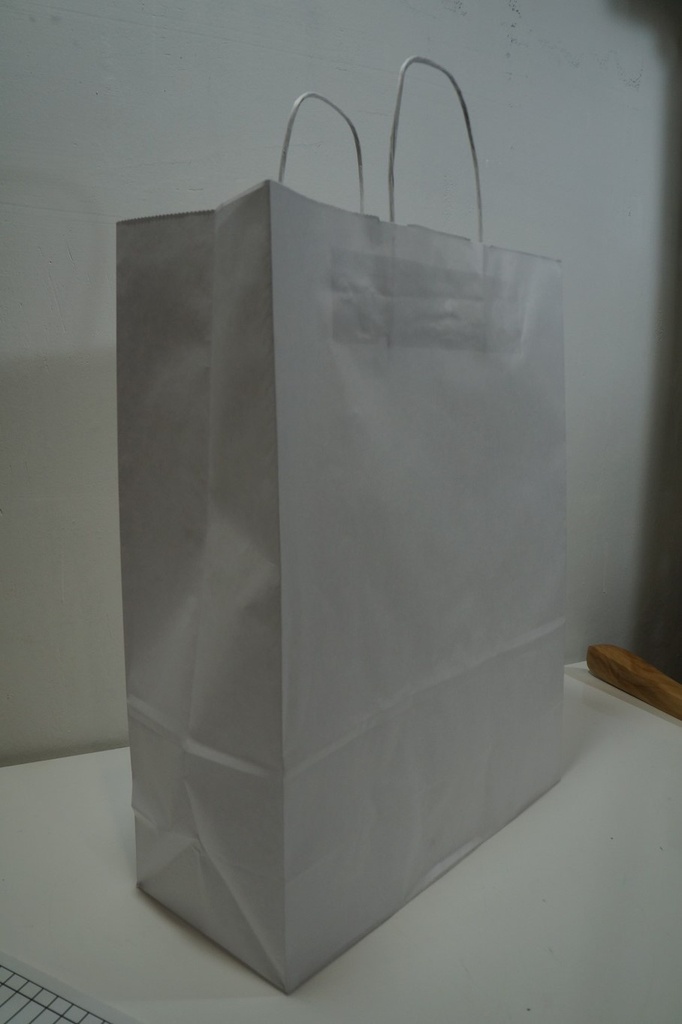 Bolsa de Papel de Celulosa Blanca con Asa Arrugada 32X13X41cm 25 unidades