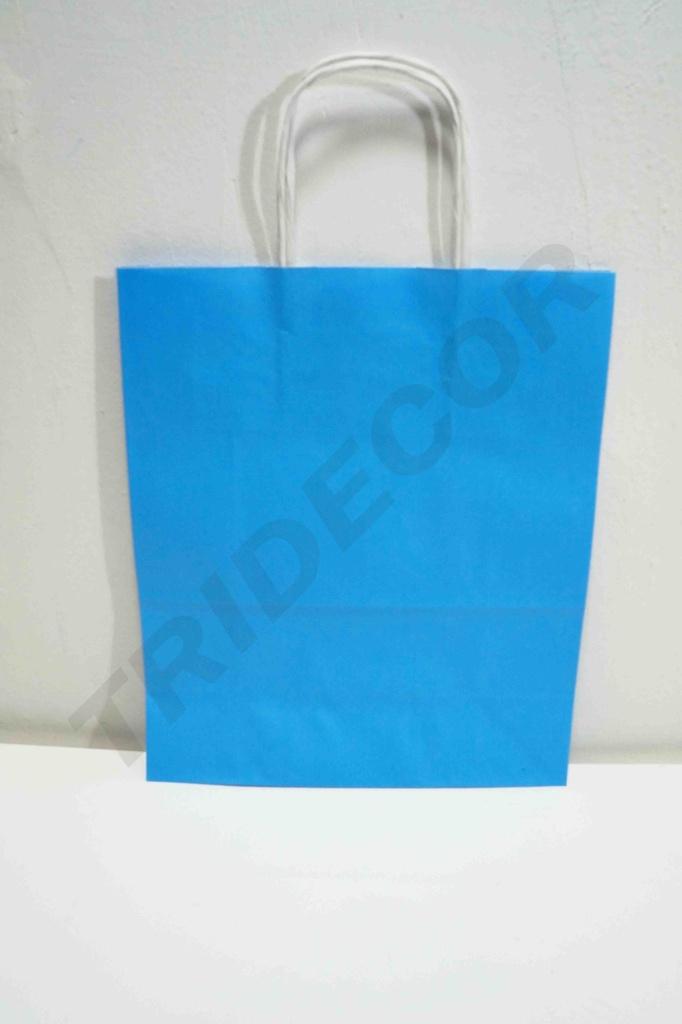 Bolsa de papel de celulosa con asa rizada, color azul claro, 29X10X22 cm, 25 unidades