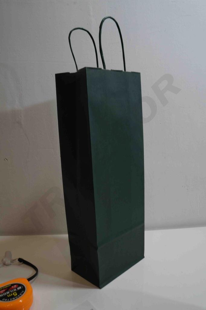 Bolsa para Botella de Papel Kraft con Asa Retorcida, Varde, 39x14+8.5cm, Paquete de 25