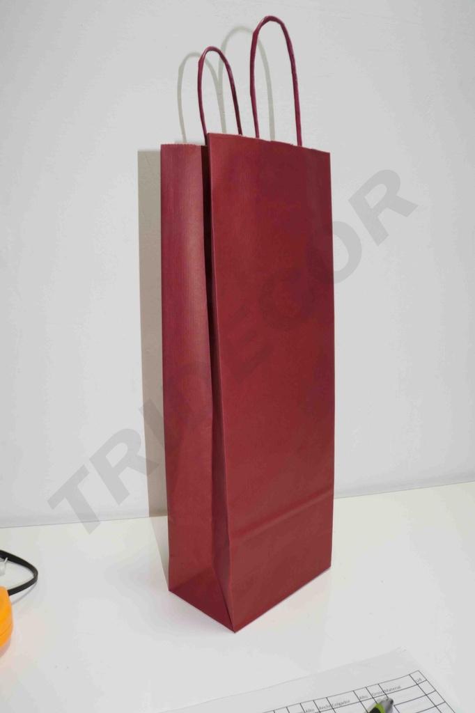 Bolsa de papel con asa rizada marrón para botellas 36X13+8.5 CM 25 unidades