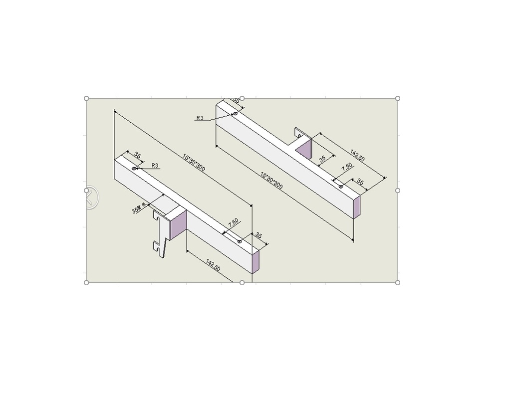 Soporte para Cremallera 30cm