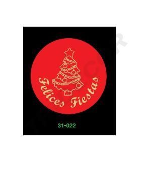 Felices Fiestas Pegatina de Fondo Rojo Redondo Caja de 250