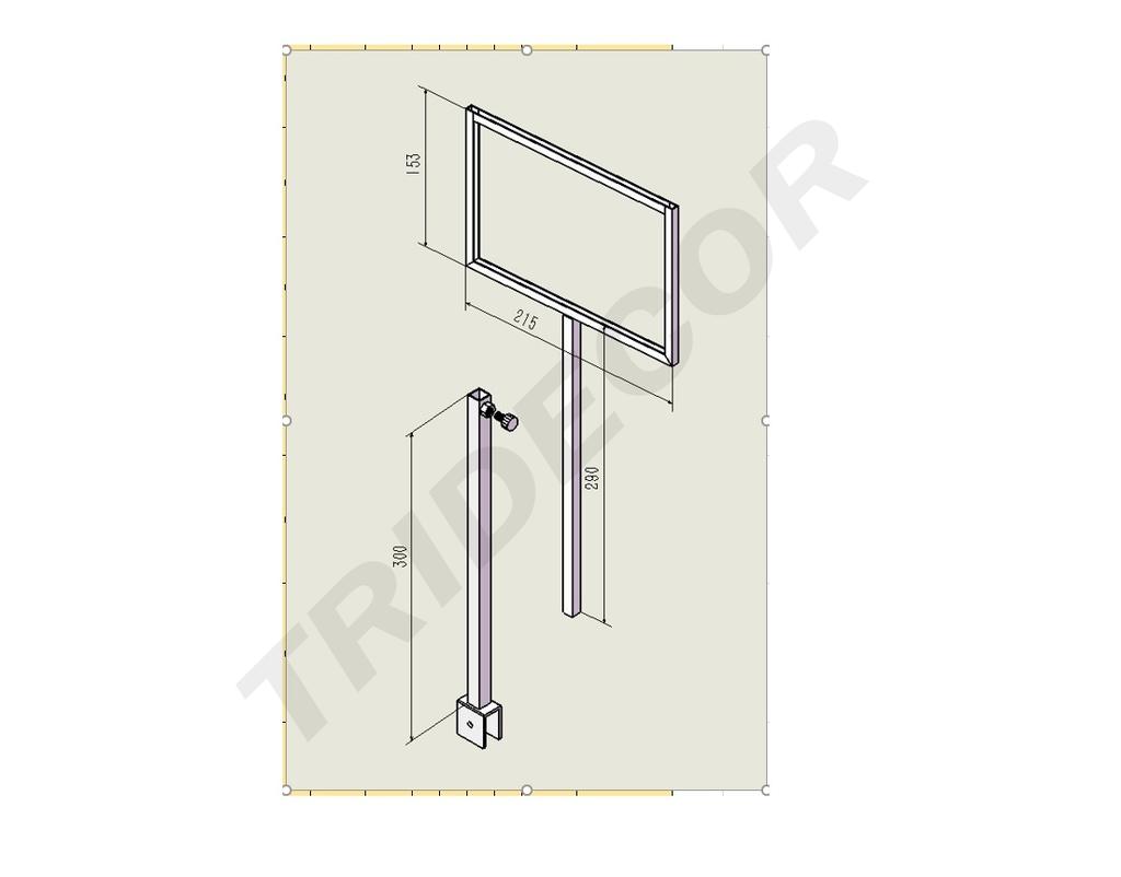 Soporte ajustable para póster A5 de cromo para tubo rectangular