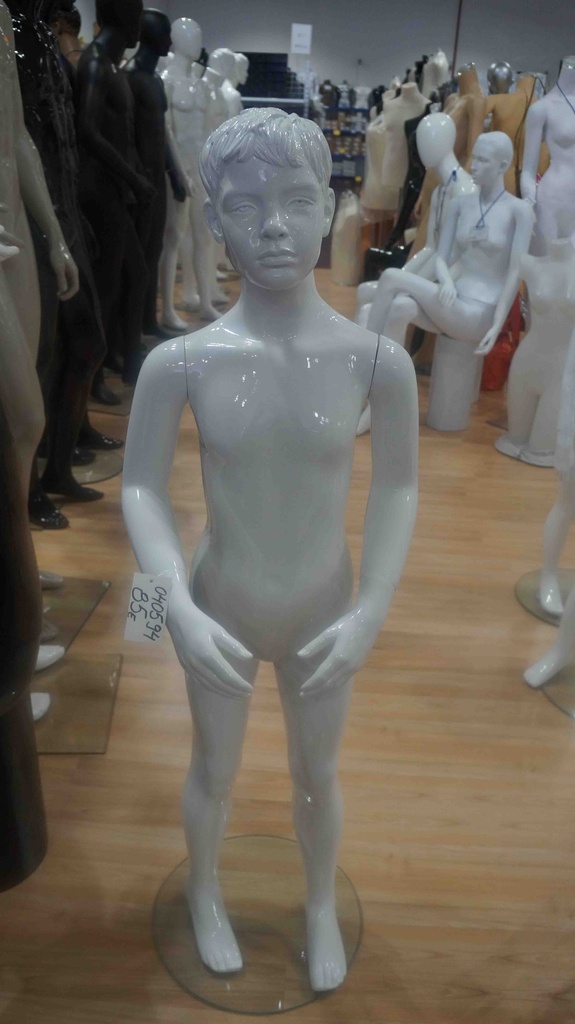 Maniquí infantil con rostro blanco brillante, 8-9 años, Fibra